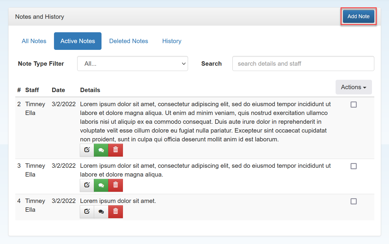 Add/view job notes
