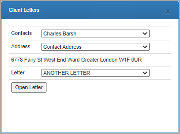 Client Letters dashlet