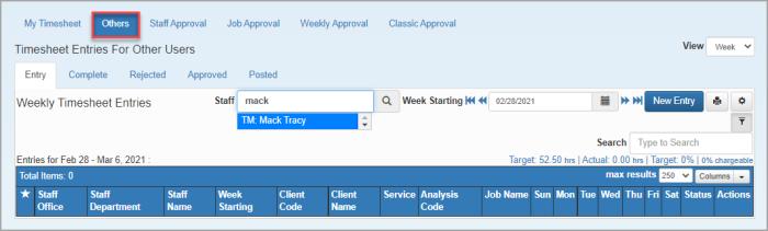 Record timesheet entries for others