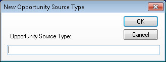 New Opportunity Source Type window