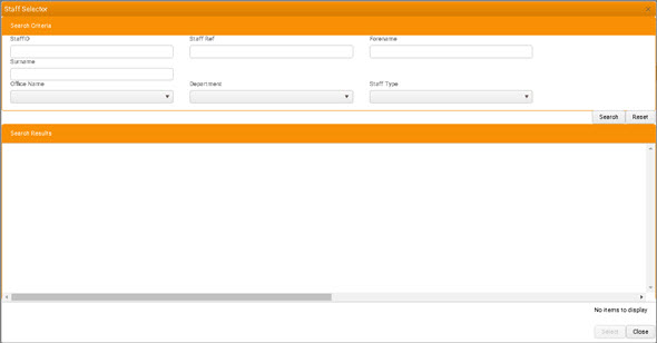 Staff selector window
