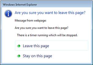 Warning message explaining a timer is running and will be stopped.
