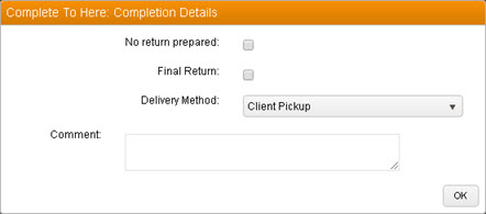  Process Completion Details modal.
