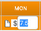 Editable time entry field, currency, and note icon