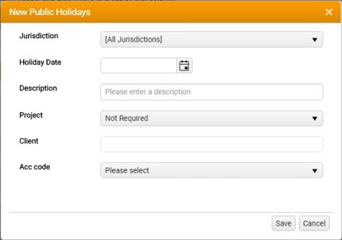 New public holidays dialog