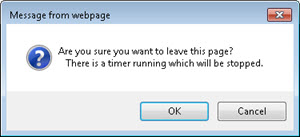 Warning message explaining a timer is running and will be stopped.